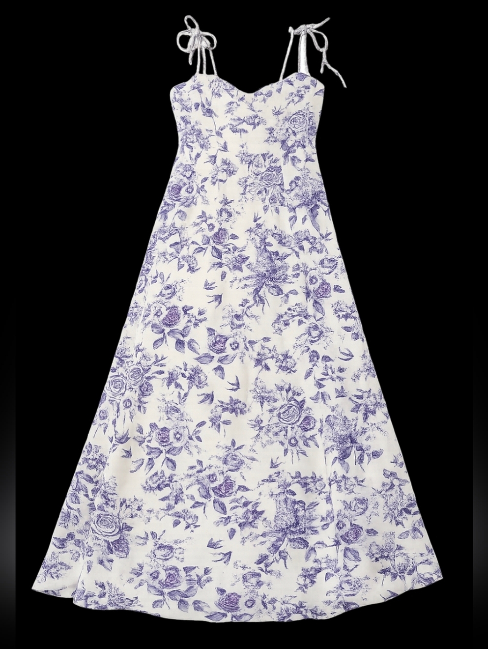 Petal + Pup Floral Dress Blue & White Tie Strap Cottagecore